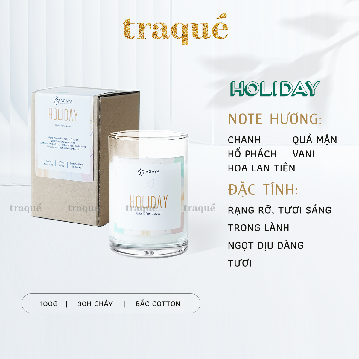 Nến thơm tinh dầu cao cấp không khói an toàn Candle Cup - HOLIDAY - S - 100G