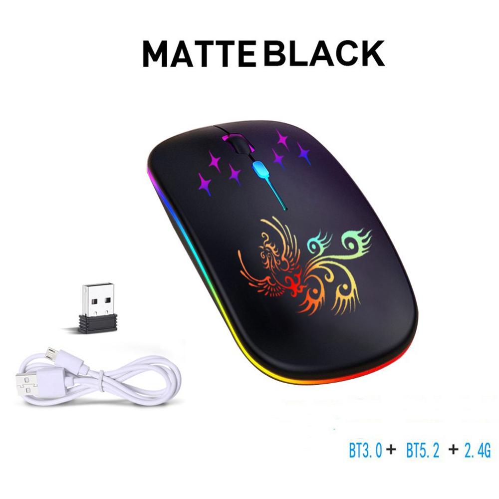 W128 Wireless Optical Mouse 2.4G+BT3.0+BT5.2 3-mode Ergonomic Mouse Built-in 500mAh Rechargeable Battery for PC Laptop
