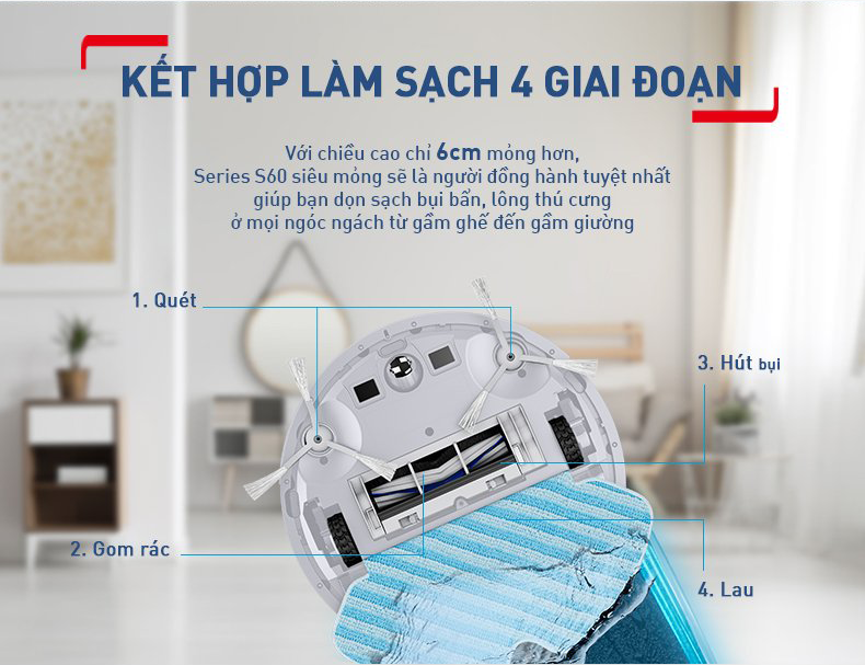 Máy hút bụi Tefal Robot RG7447WH - Trắng - Hàng chính hãng