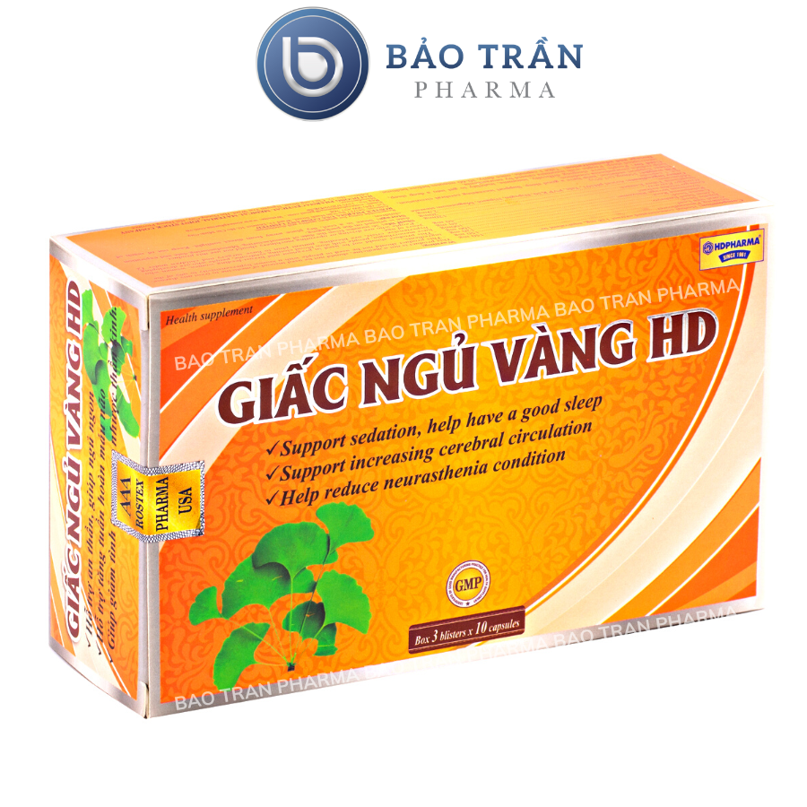 Viên uống ngủ ngon thảo dược Giấc Ngủ Vàng HD giảm mất ngủ - Hộp Vàng 30 viên