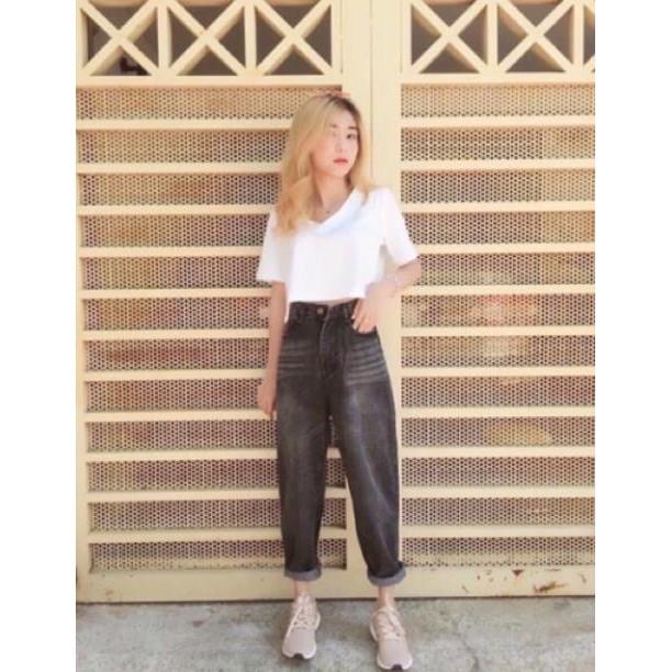 QUẦN BAGGY JEAN XÁM ĐEN