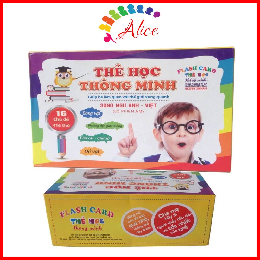 Flashcard - Thẻ học thông minh 16 chủ đề 416 thẻ loại nhỏ 10x7cm