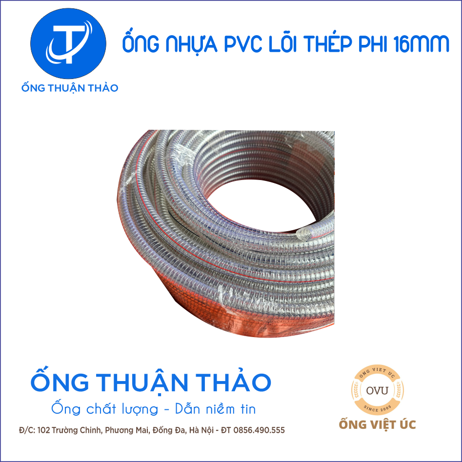 Ống Nhựa PVC Lõi Thép Phi 16mm CUỘN 100 MÉT- Hàng Nhập Khẩu