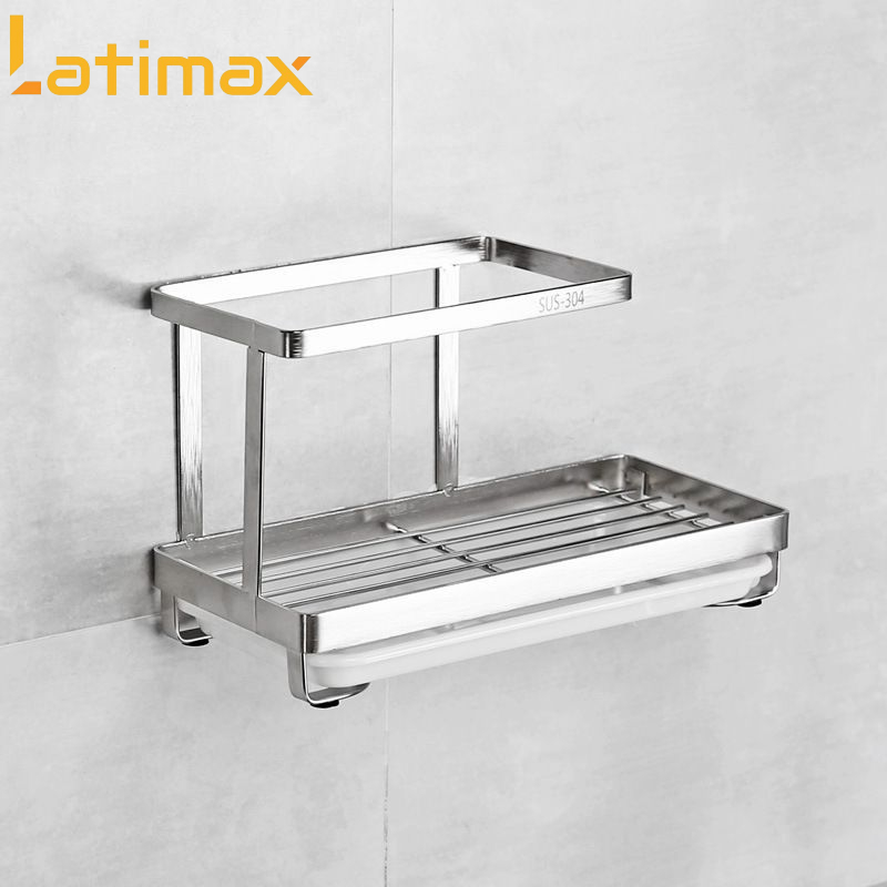 Kệ Để Đồ Rửa Chén Bát 2 Tầng KRC2 Inox 304 kèm Khay hứng nước - Đặt Bàn Hoặc Dán Tường Tiện Dụng