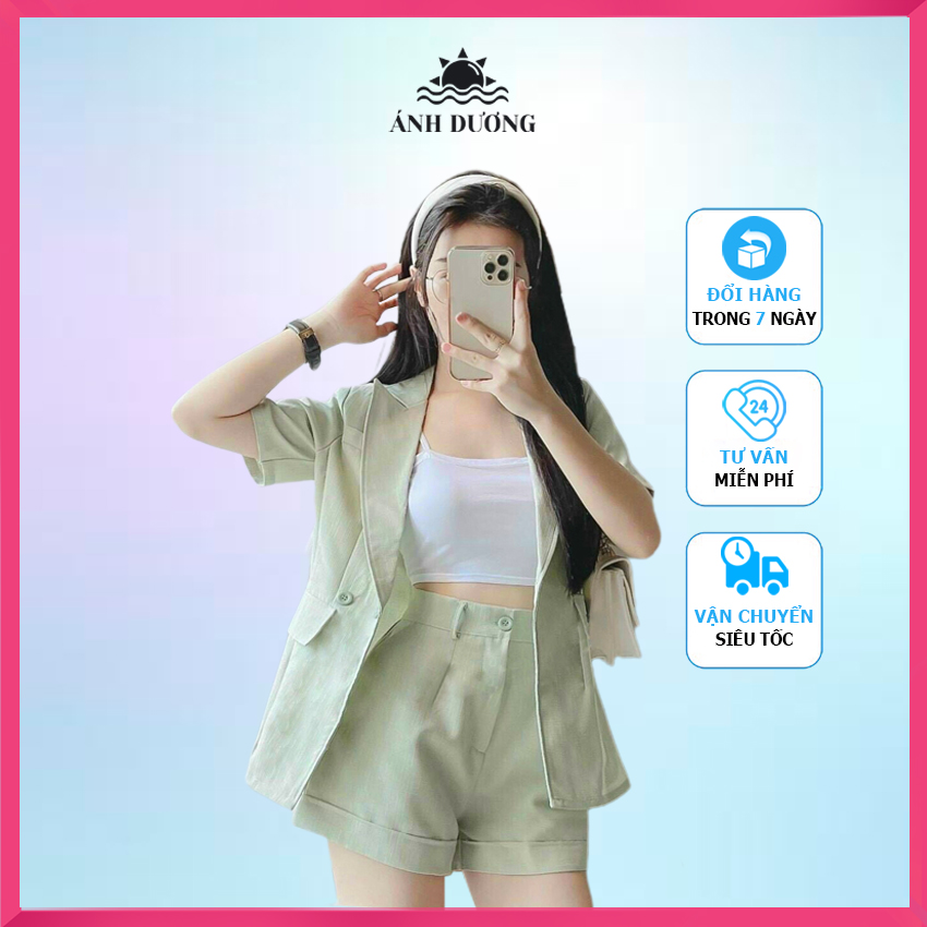 Set 3 món áo 2 dây quần đùi và áo vest nữ 2021 Ánh Dương Clothing M138 vải cotton lạnh co giãn vừa phải, thấm hút mồ hôi, thích hợp đi chơi hẹn hò (không có mút)