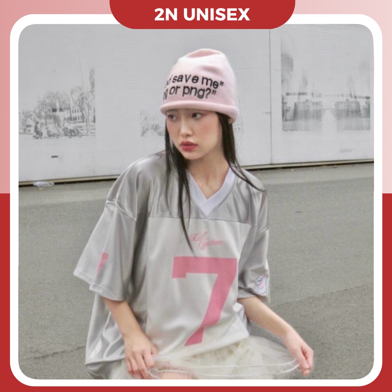 Áo phông nam nữ form rộng 2N Unisex thun thể thao số 7 màu trắng/xanh đen/đen/xám phối hồng/xanh dương