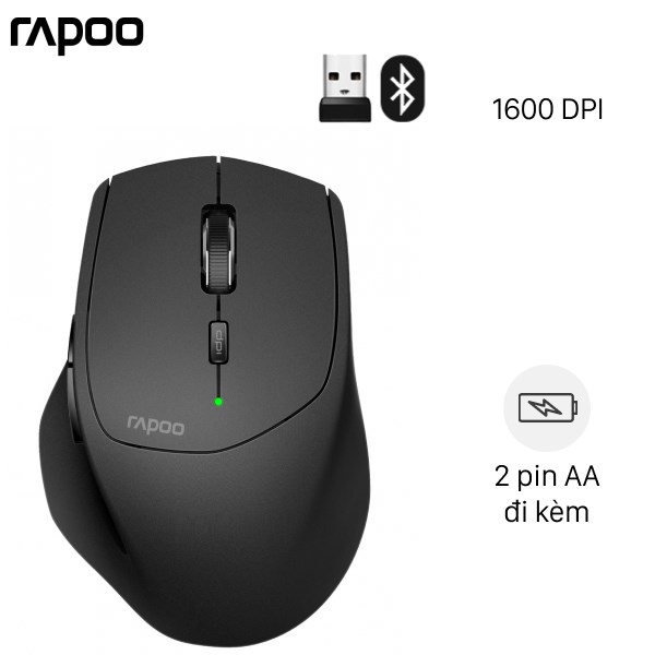 Chuột Không Dây Bluetooth RAPOO MT550 Tối Đa 4 Thiết Bị 3 Chế Độ Kết Nối - Hàng Chính Hãng