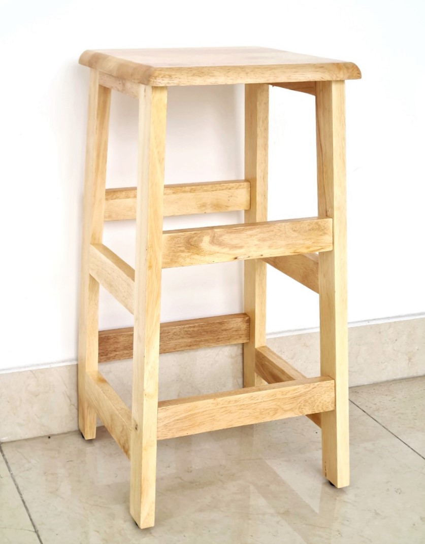 Ghế Gỗ Mặt Vuông Cao 60cm Nhiều Màu Gia Công Tỉ Mỉ, Chất Gỗ Dày - Hàng VN Xuất Khẩu