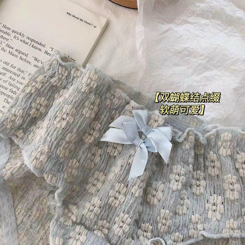 QUẦN LÓT COTTON BÈO NHÚN HỌA TIẾT HOA ĐÍNH 2 NƠ