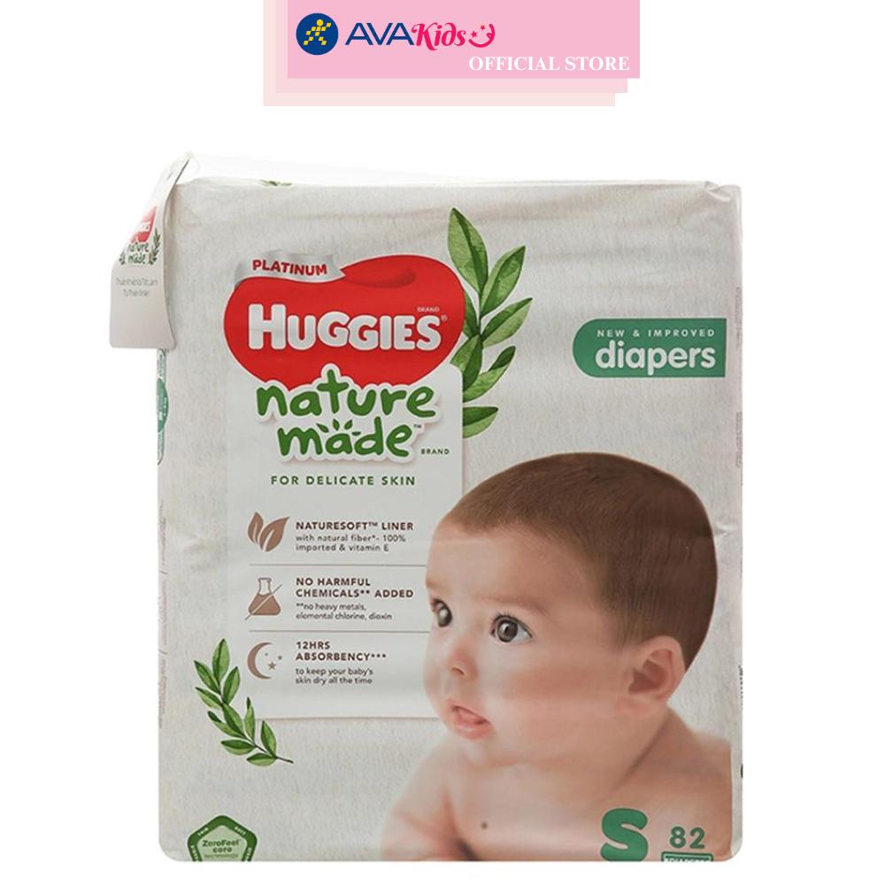 Tã dán Huggies Platinum nature made siêu cao cấp size S 82 miếng (4 - 8 kg)