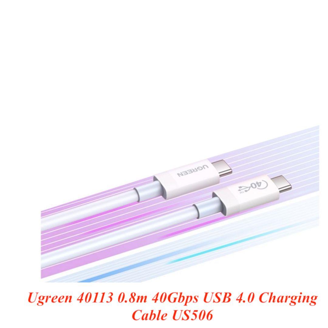 Ugreen UG40113US506TK 0.8M 40Gbps 100W USB4.0 Màu Trắng Cáp USB-C Gen3 - HÀNG CHÍNH HÃNG