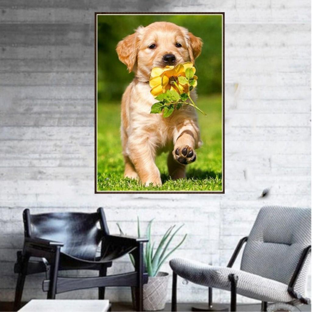 DIY 5D Diamond Painting Embroidery Flower Dog Cross Crafts Stitch Kit Decor