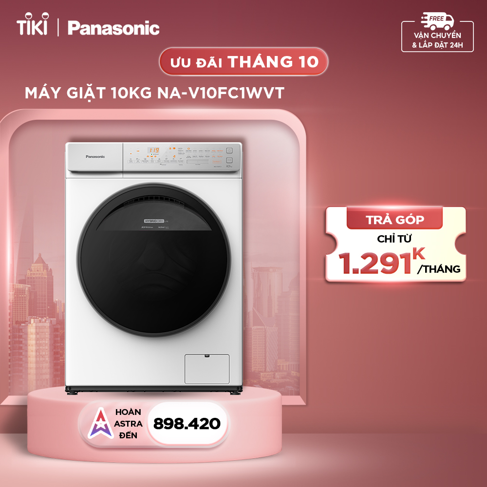 Máy Giặt Cửa Trước Panasonic 10 Kg NA-V10FC1WVT (Trắng) - Diệt khuẩn đến 99.99% - Tính năng sấy tiện ích - Hàng Chính Hãng - Giao Toàn Quốc