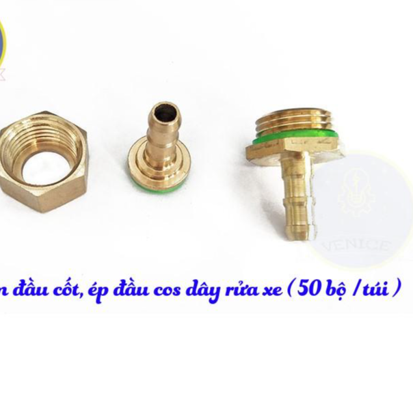 Bộ ép đầu dây máy rửa xe  (đầu đực + cái + áo ép) - Đuôi chuột phi 8mm - Cỡ ren 13 mm