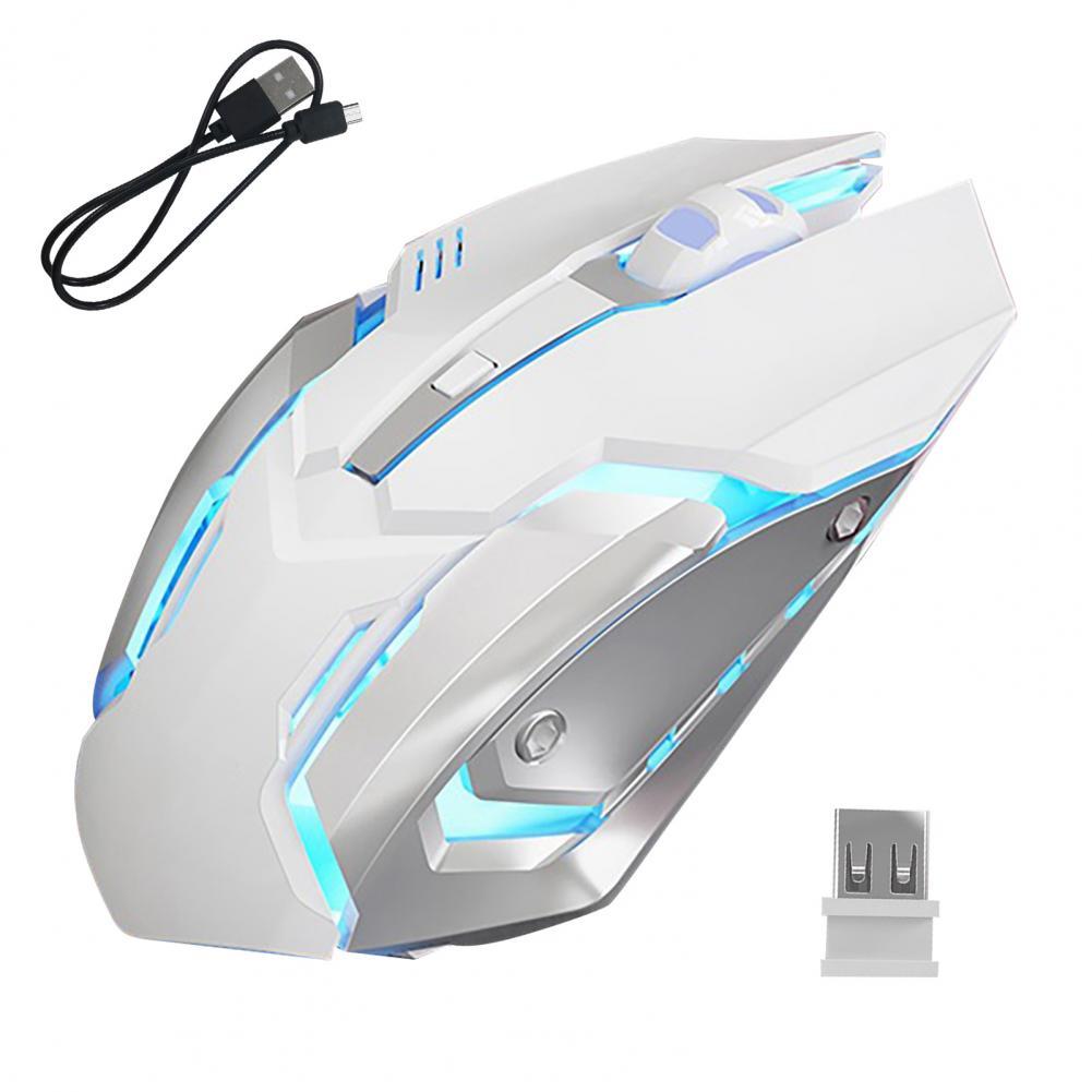 Đèn LED USB Chuột Quang Không Dây 1600Dpi Tắt Tiếng Máy Tính Máy Tính Laptop 6 Nút Chuột Chơi Game Cho DVA Overwatch-trang Sức Giọt