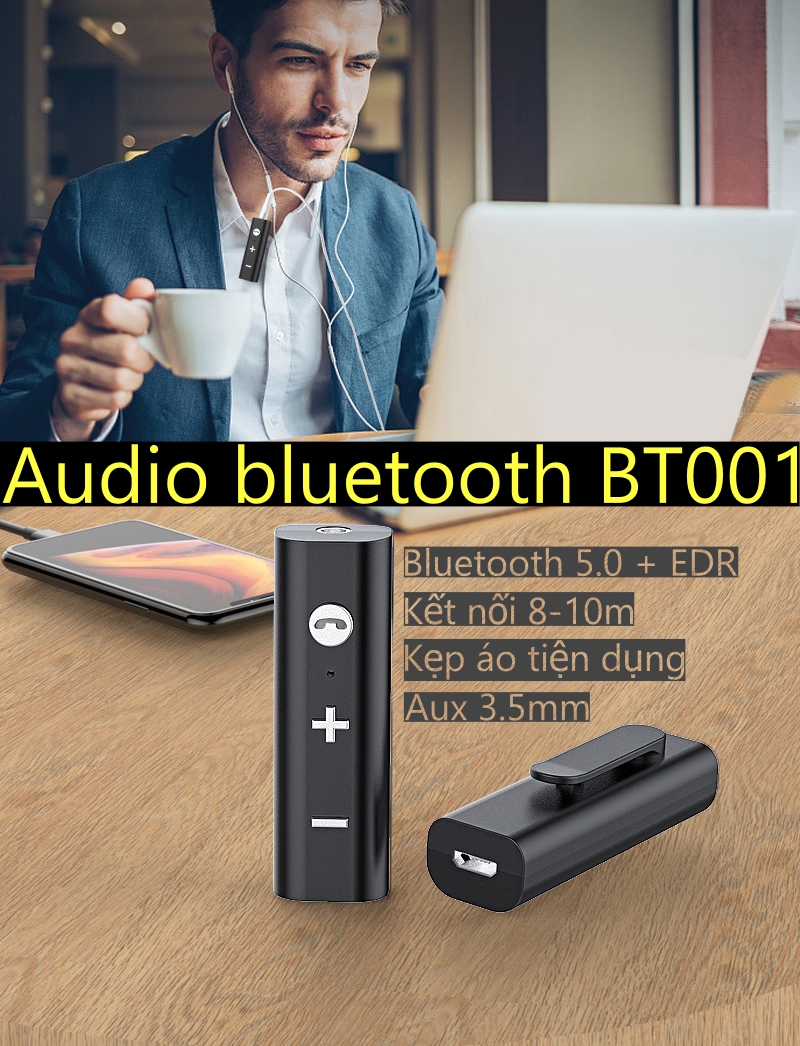 Bộ thu âm thanh bluetooth 5.0 có kẹp áo tiện dụng khi tập thể dục, đi xe - N330