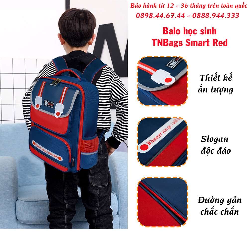 Balo học sinh cao cấp TNBags Smart Red TN.B 3110