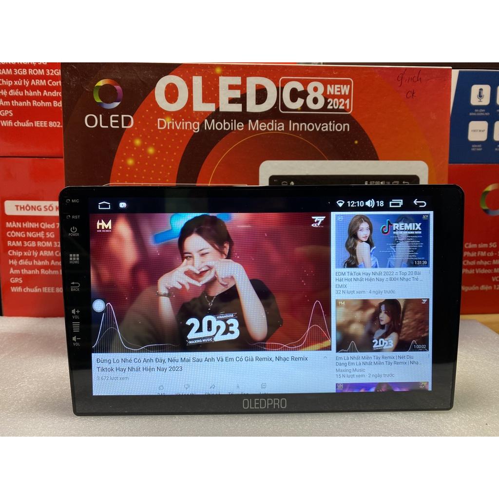 Combo màn hình OLEDPRO C8 kèm mặt dưỡng,dây nguồn cho xe KIA SOLUTO