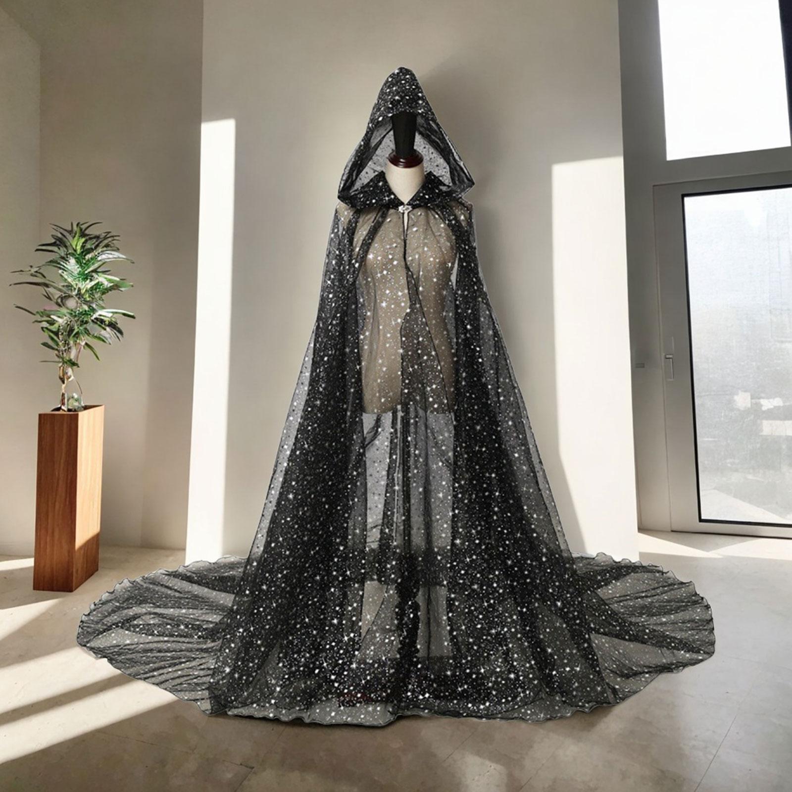 Hooded Cloak for Women Bridal Hooded Cloak Shiny Washable for Adults Soft Durable Costume Wedding Cape Tulle Cape