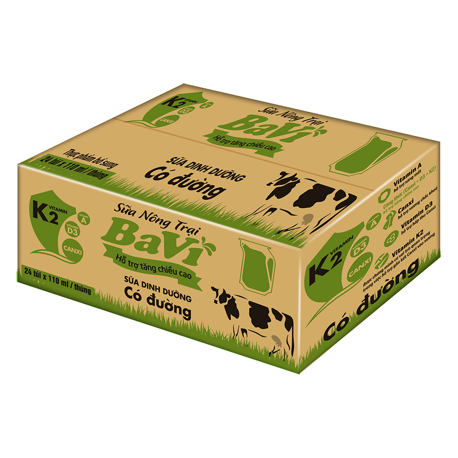 Thùng 24 Túi Sữa Chua Uống Hương Cam KUN 110ml/túi