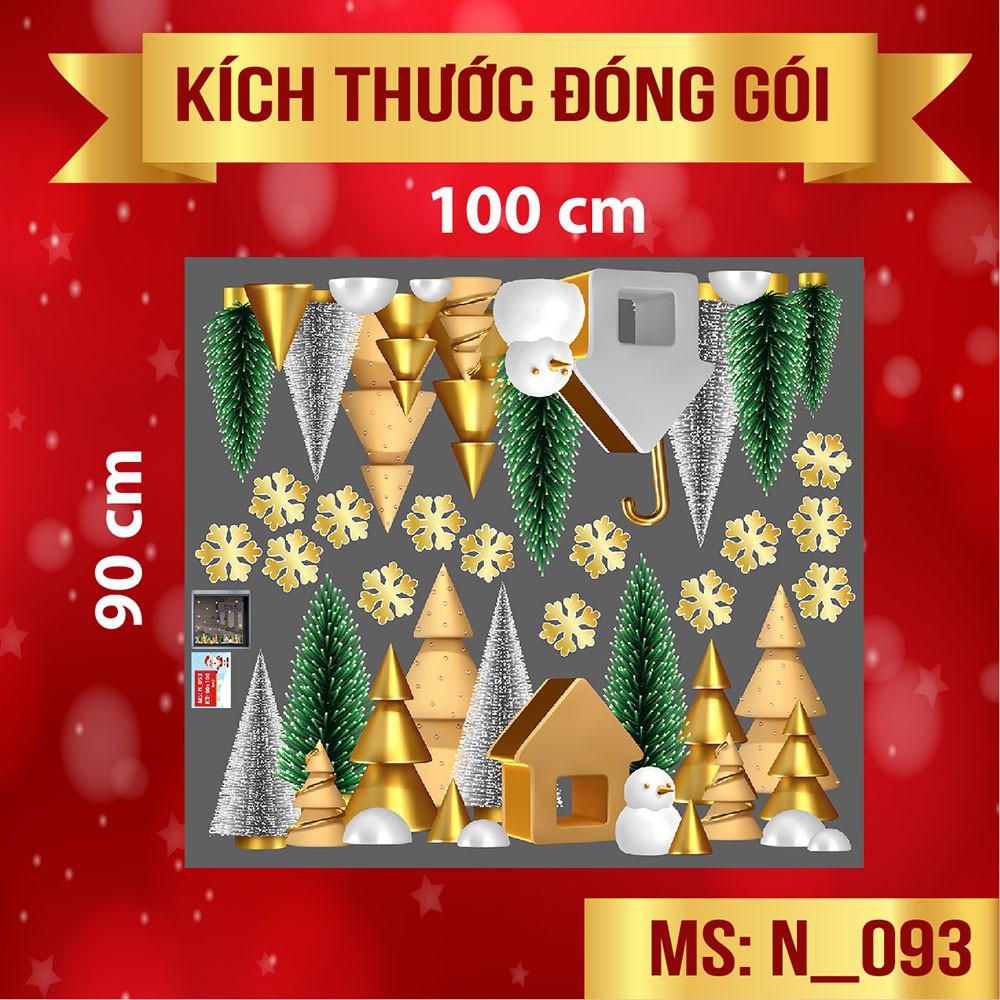Decal trang trí noel hàng thông và ngôi nhà tuyết