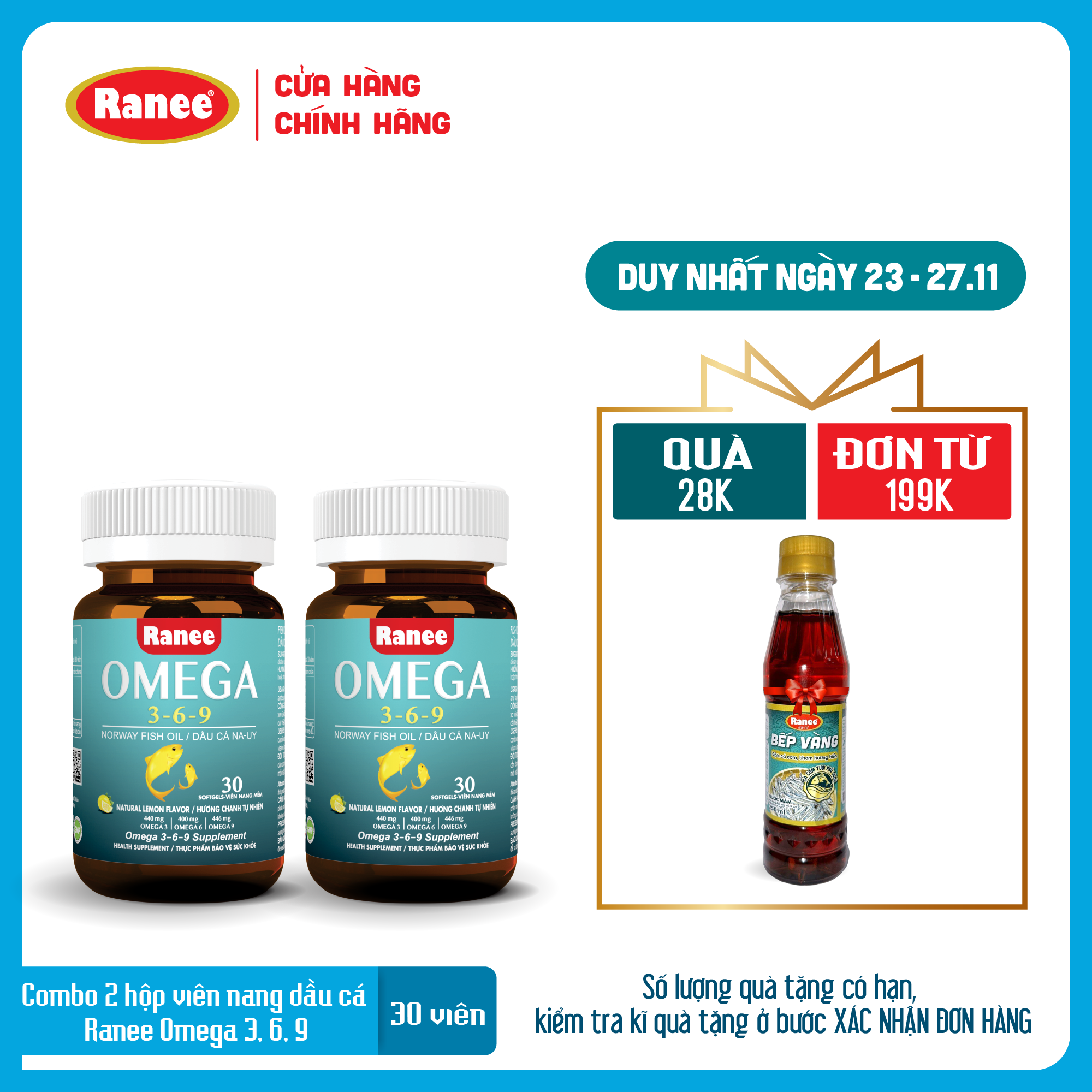 Combo 2 hộp Viên Nang Ranee Omega 3-6-9