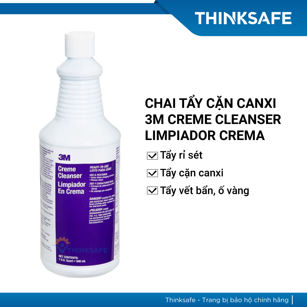 Chai tẩy cặn canxi, xà phòng, rỉ sắt đồ đạc trong phòng tắm và bề mặt gốm sứ 3M Creme Cleaner