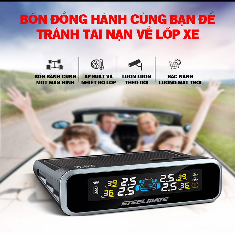 Cảm biến áp suất lốp van trong không dây STEELMATE Chính Hãng