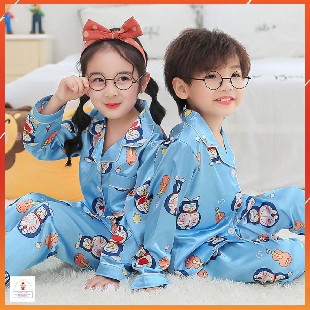 Bộ Đồ Ngủ Pijama Lụa In Pikachu Cực Xinh Cho Bé Trai Bé Mặc Đều Xinh, Đồ Bộ Pijama Hình Cho Bé Từ 6-28Kg - SUMO CITY