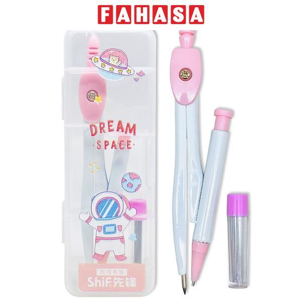 Bộ Compa + Bút Chì Kim + Ngòi Chì - ShiF 3059 - Màu Hồng