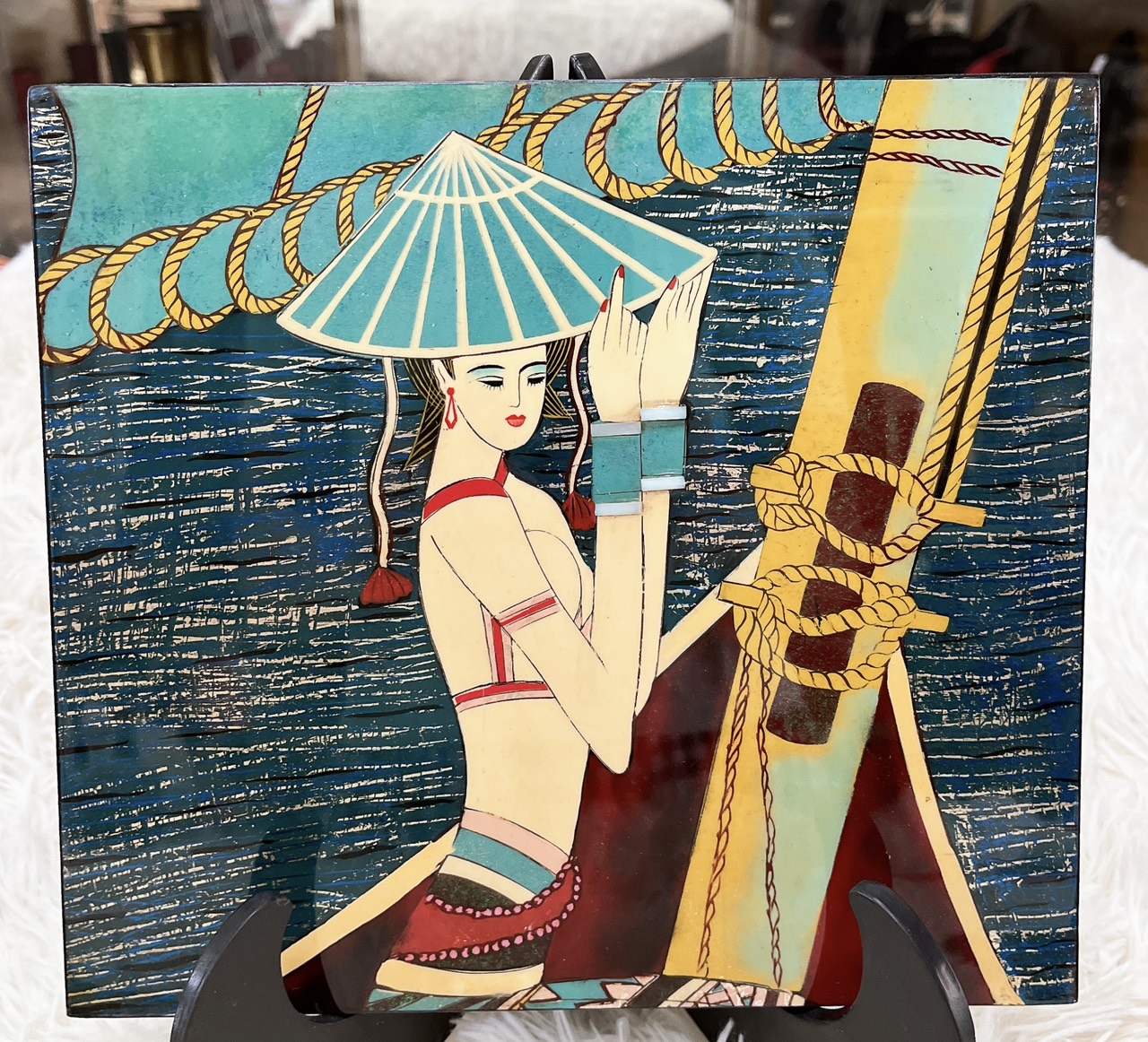 Tranh Cách Điệu Cô Gái Sơn Mài Cao Cấp Thanh Bình Lê