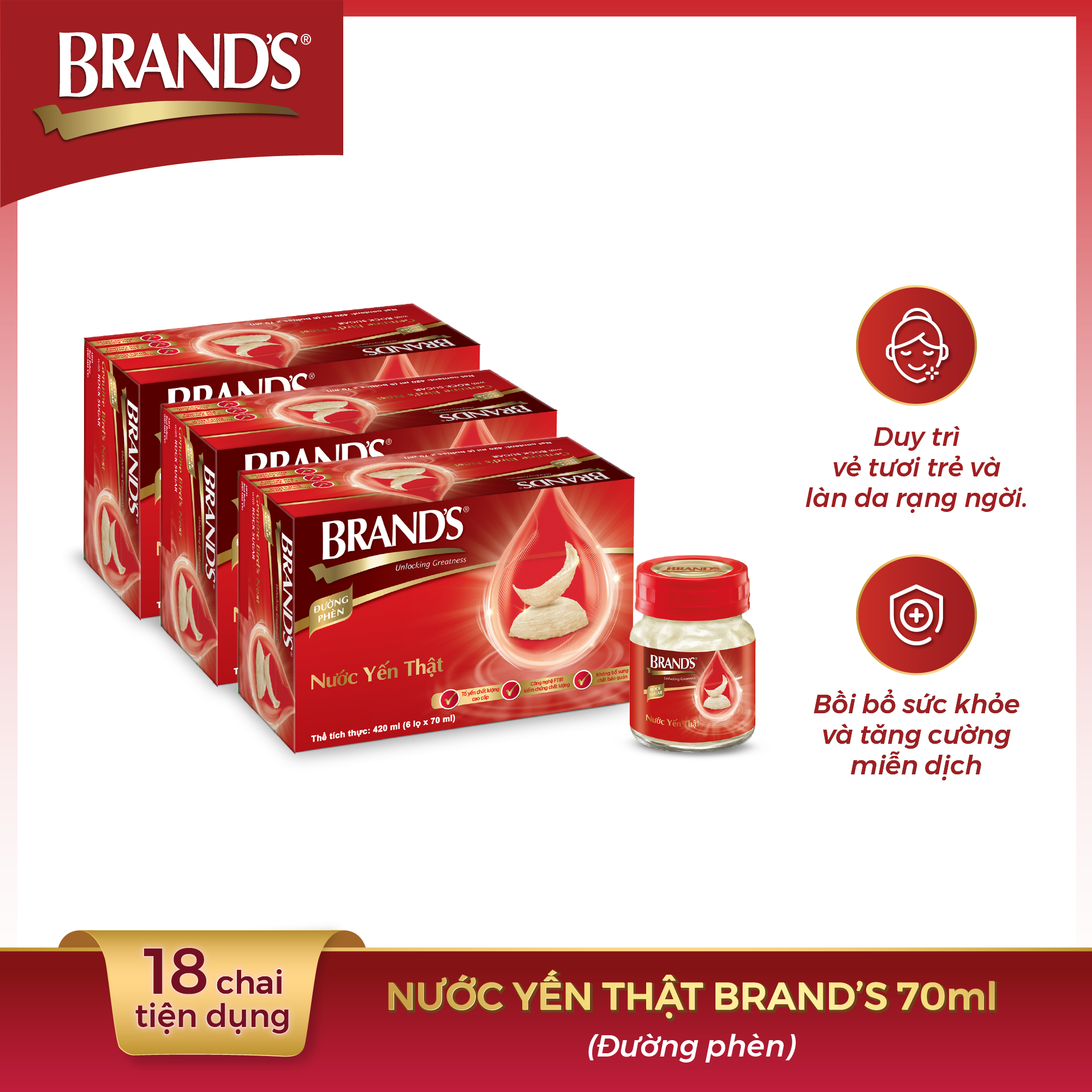 Combo 3 Nước yến thật BRAND'S Đường Phèn