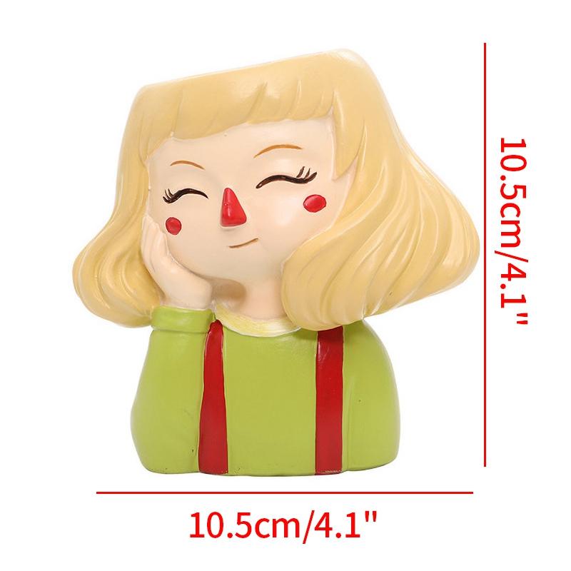 Chậu Hoa Hình Cô Gái Hoạt Hình Dễ Thương