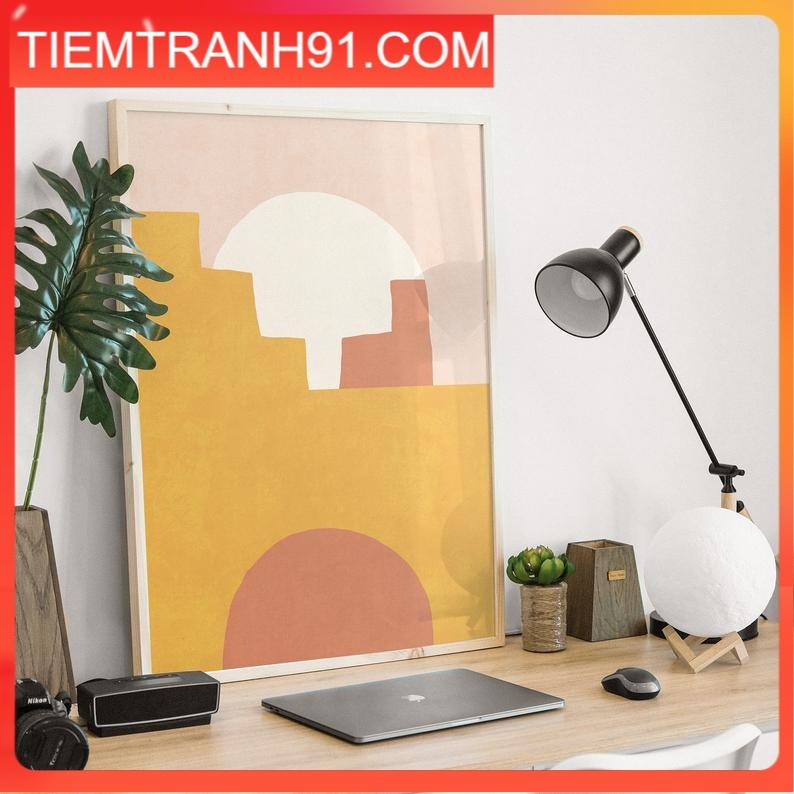 Tranh Canvas Cao Cấp | Tranh Kiến trúc trừu tượng & nghệ thuật, mặt trời mọc, minh họa hình học hiện đại