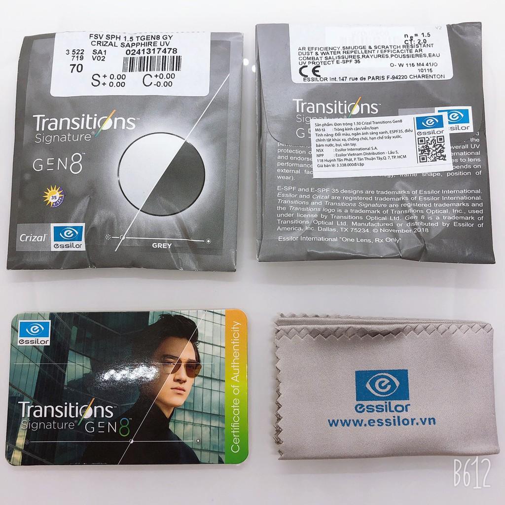 Tròng Kính Đổi Màu Essilor Transitions Gen8 chính hãng Pháp