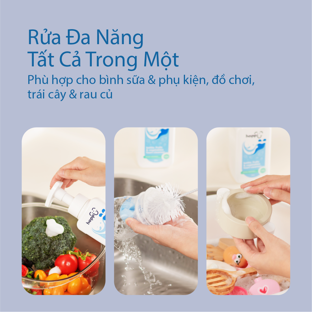Nước rửa bình sữa và trái cây rau củ Hoppi 500ml