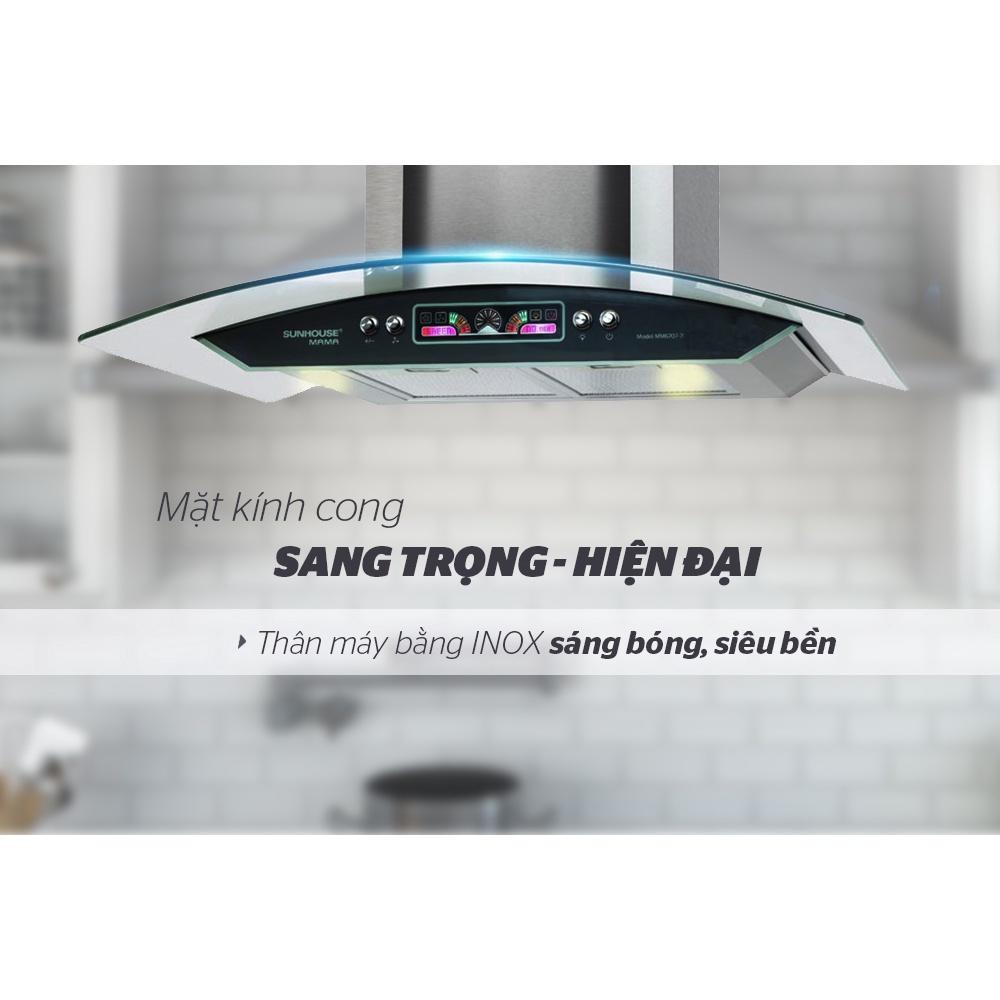 Combo Bếp từ đôi Sunhouse SHB9101 + Máy hút mùi kính cong Sunhouse MAMA MM6707-70, Hàng chính hãng - Bảo hành tại nhà