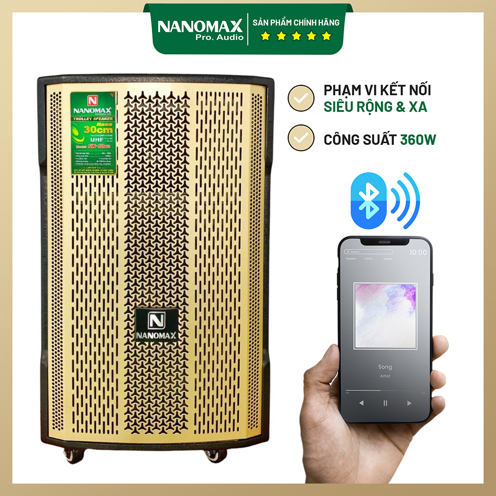 Loa Kéo Karaoke Công Suất Lớn Nanomax SK-12X2 Tặng Kèm 2 Micro Không Dây Kết Nối Bluetooth Đọc Được Usb Thẻ Nhớ Hàng Chính Hãng