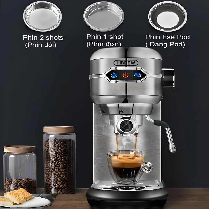 Máy pha cà phê espresso bán tự động thương hiệu Mỹ HiBREW H11 - Hàng Nhập Khẩu