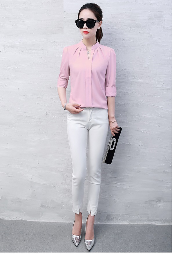 Áo kiểu nữ cổ V công sở AH08