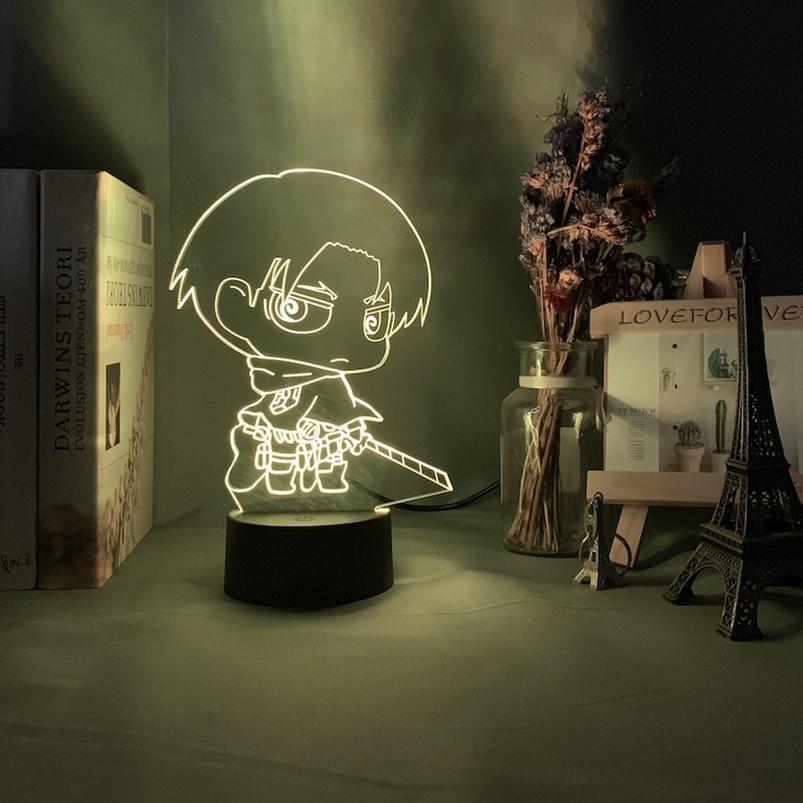 Đèn 3D Led Titan Levi Ackerman Hình Chibi trang trí phòng 16 màu - Quà tặng người thân