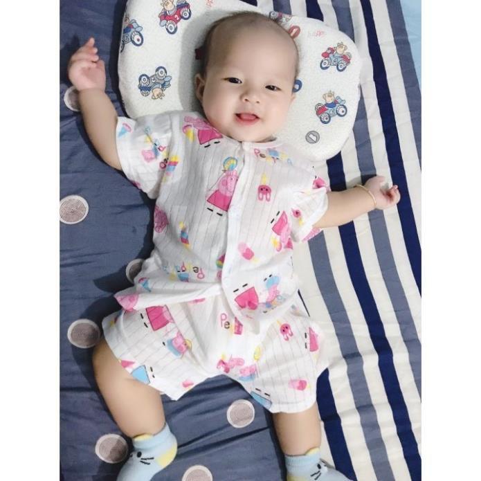 Sét 5 Bộ Cotton Giấy Cài Khuy Giữa Cho Bé Từ 5-14kg - Quần Áo Trẻ Sơ Sinh