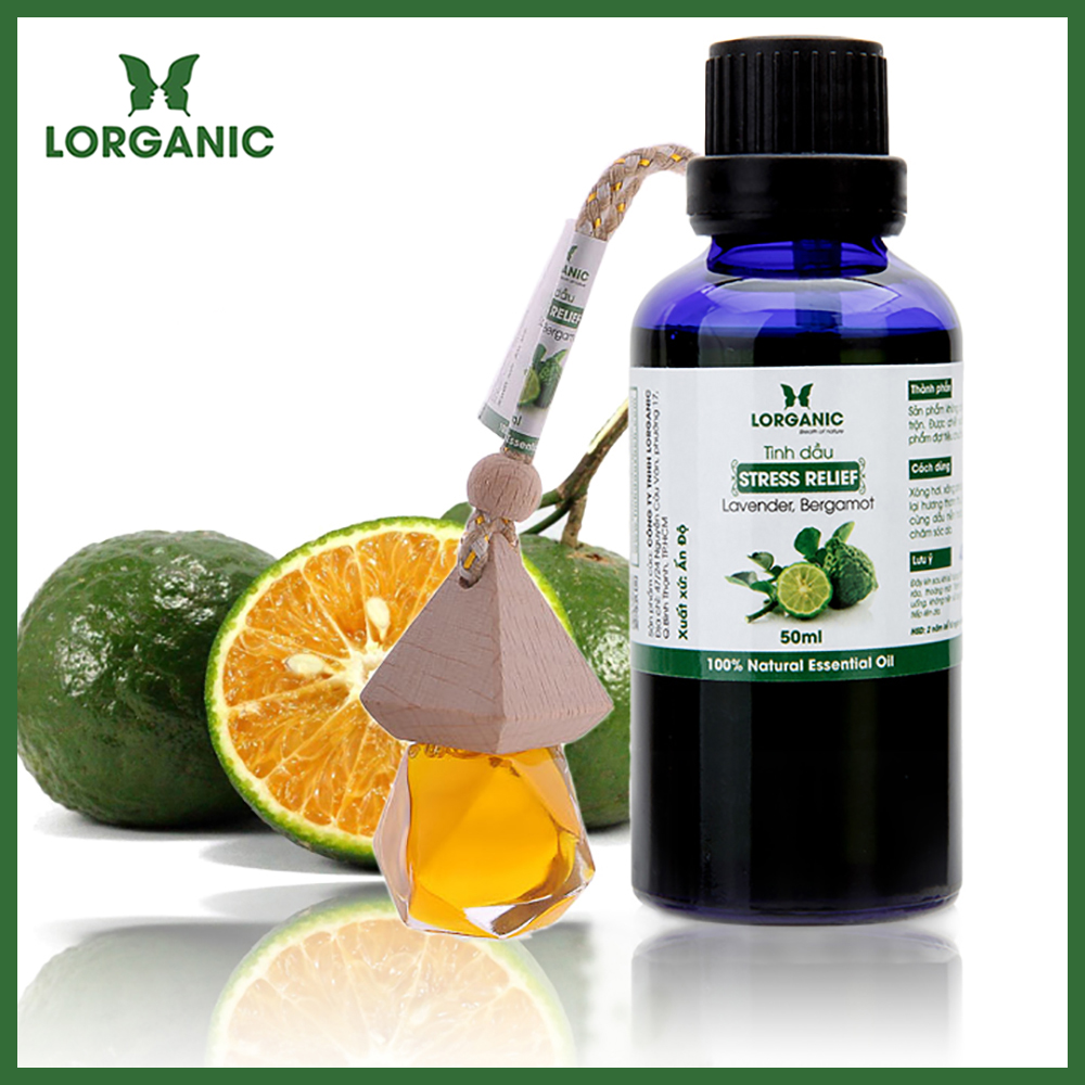 Combo tinh dầu thư giãn stress relief Lorganic +tinh dầu thư giãn stress relief Lorganic treo xe hơi, tủ áo / Tinh dầu thiên nhiên nguyên chất/ Hương thơm tự nhiên, thư giãn.