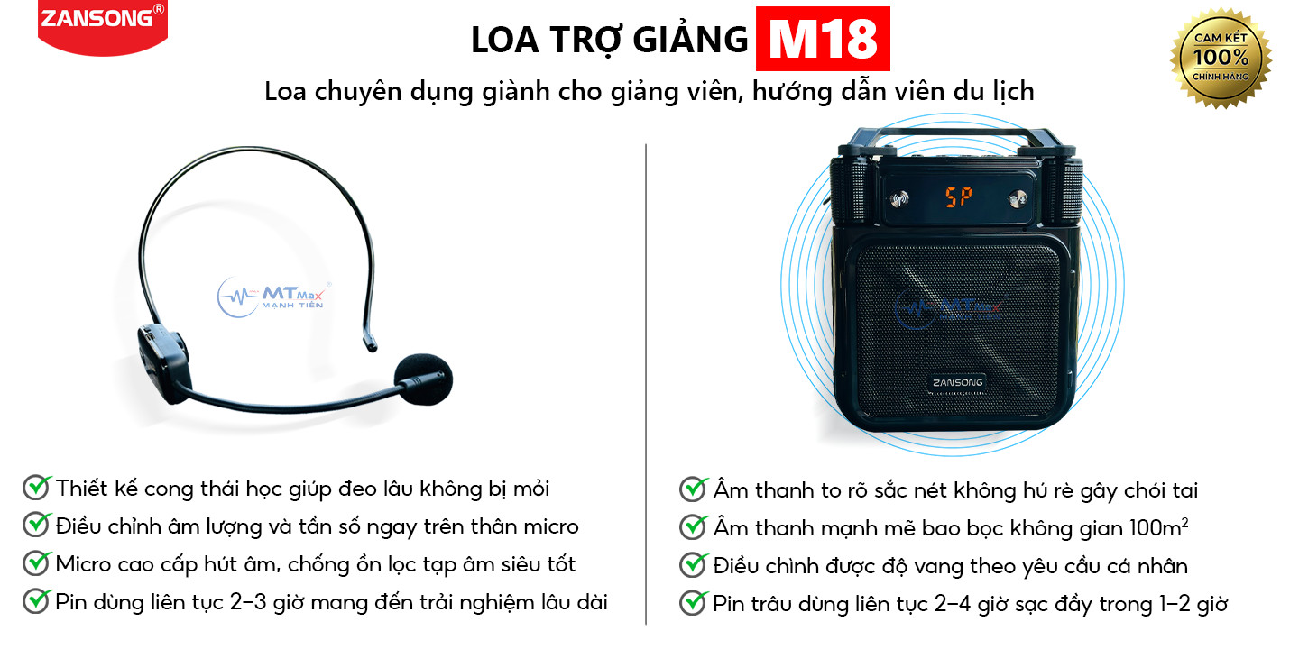 Mic Trợ Giảng Chính Hãng Zansong M18 - Loa Trợ Giảng Không Dây Cao Cấp Set Tần Số Echo Ghi Âm Trực Tiếp Giá Rẻ Nhất 2024. hàng chính hãng