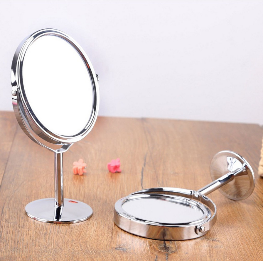 Gương trang điểm Hàn Quốc bằng thép không ghỉ - Thiết kế đế đứng xoay tiện dụng
