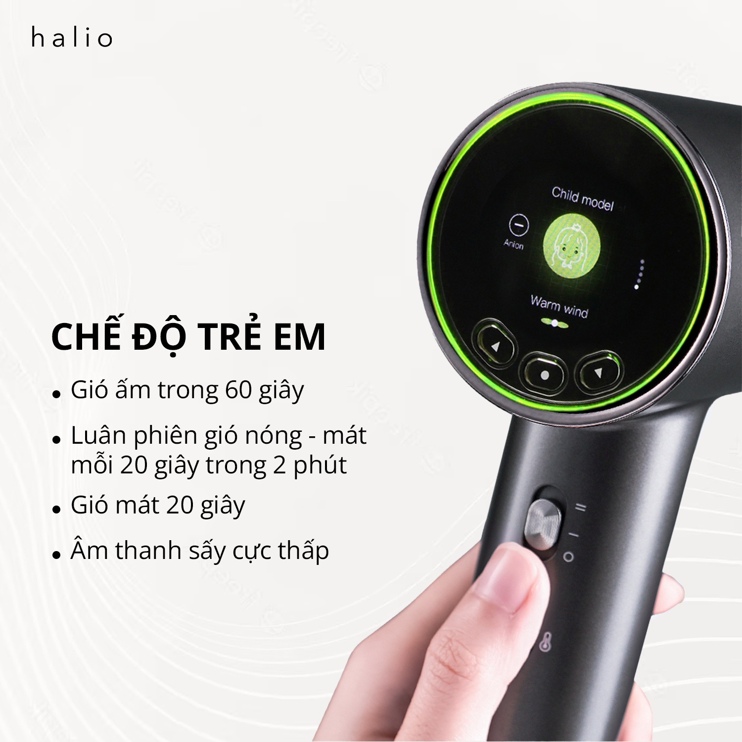 Máy Sấy Tóc Halio Hypersonic Hair Dryer Luân Phiên Nóng Lạnh, Bảo Vệ Da Đầu