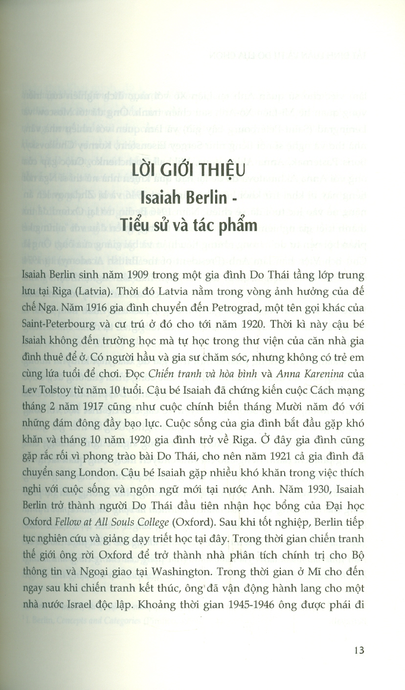 Tất Định Luận Và Tự Do Lựa Chọn (Bản bìa mềm) - Isaiah Berlin