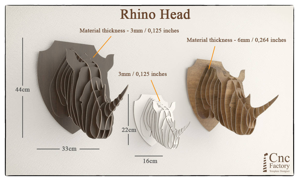 Đầu thú trang trí hình tê giác Jonnydecor