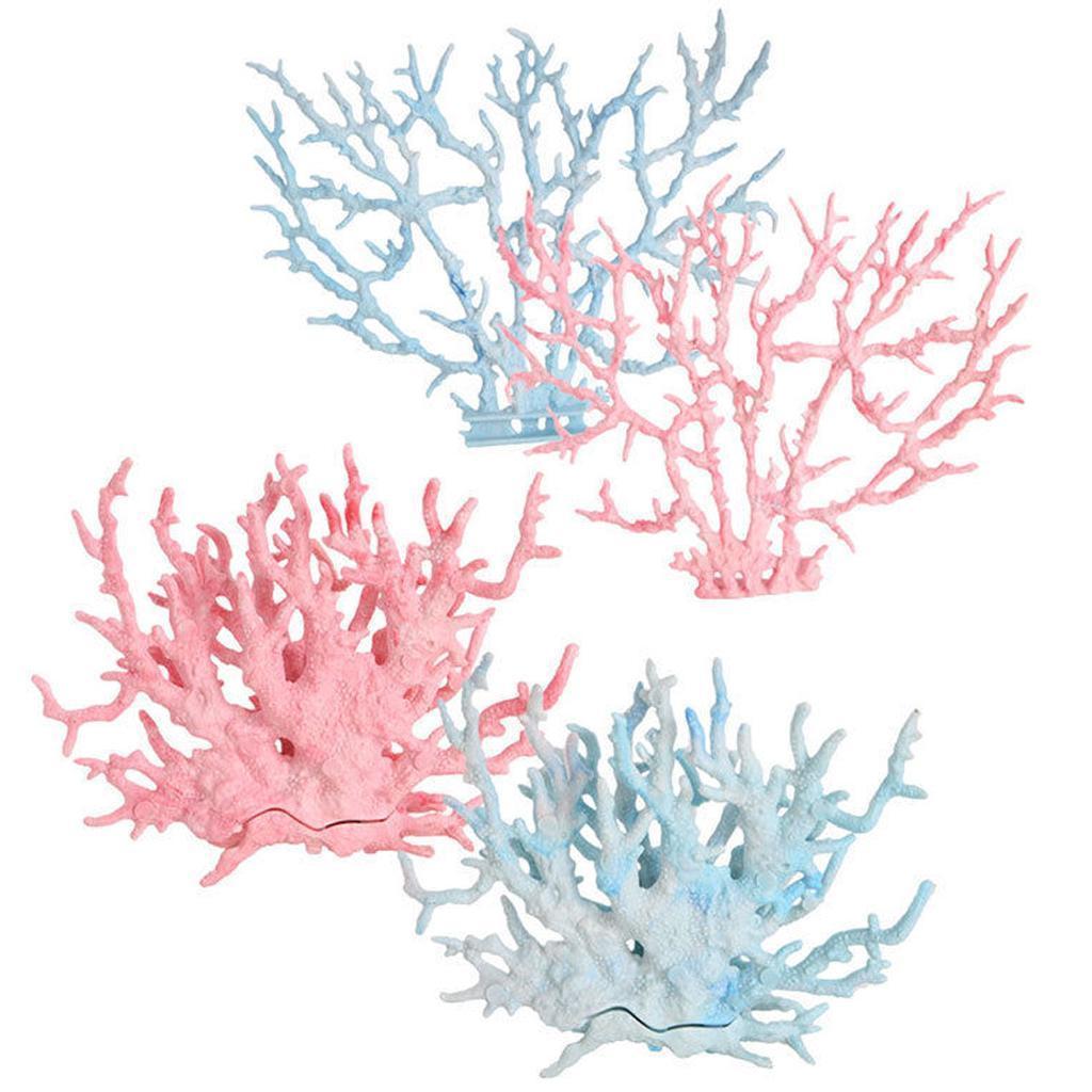 Artificial Plant Plastic Coral f/ Aquarium Fish Tank Background Decor L Blue