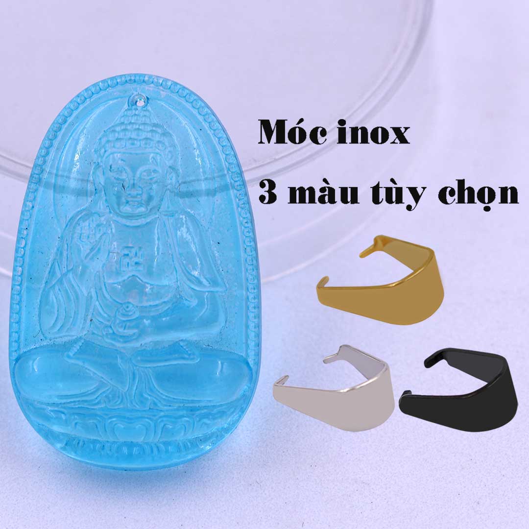 Mặt dây chuyền Phật A Di Đà Pha lê xanh biển - Hộ mệnh tuổi Tuất - Hợi - Size cho nam và nữ